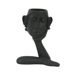 Portavaso resina viso nero cm 16x8h20