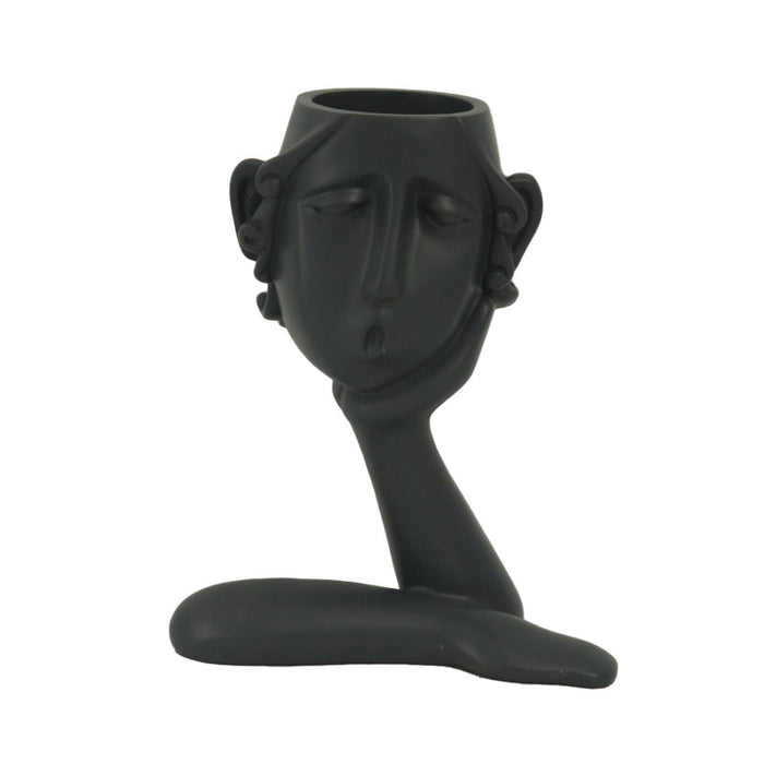 Portavaso resina viso nero cm 16x8h20