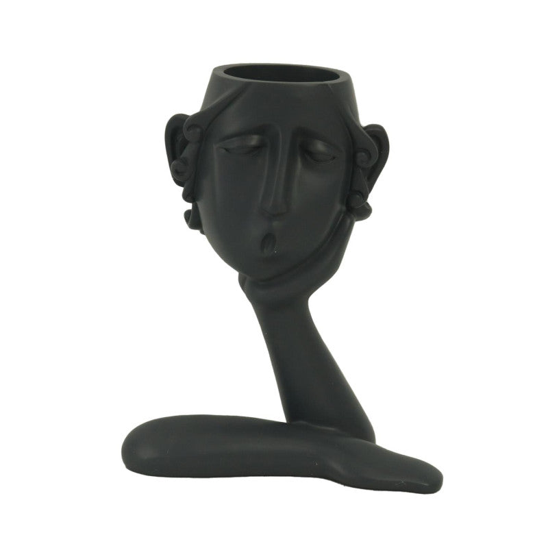 Portavaso resina viso nero cm 16x8h20