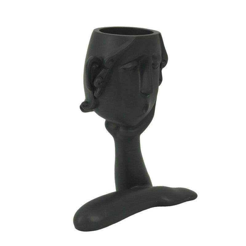 Portavaso resina viso nero cm 16x8h20