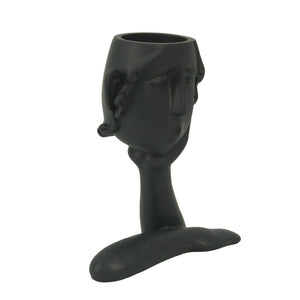 Portavaso resina viso nero cm 16x8h20