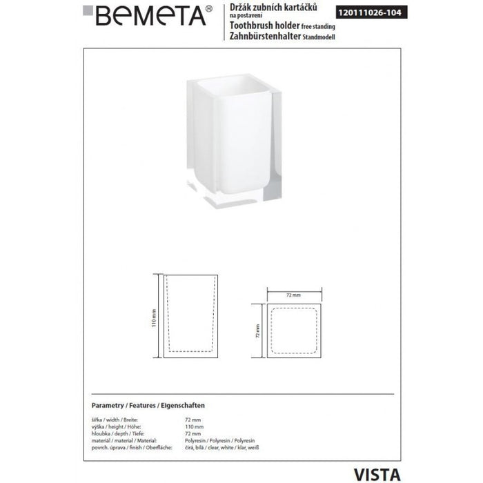 VISTA Portaspazzolino da Banco in Resina Bianca 11 x7,2 x7,2 cm