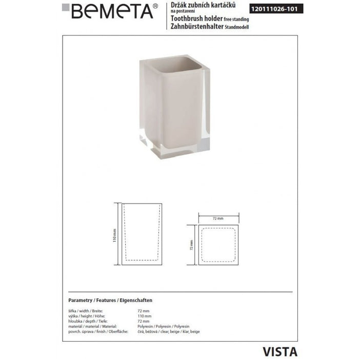 VISTA Portaspazzolino da Banco in Resina Beige 11 x7,2 x7,2 cm