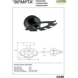 Portaspazzolino DARK in ottone nero 105x54x89 mm