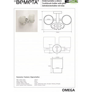 Portaspazzolino in ottone cromato + 2 bicchieri 19x9,5x12,5cm