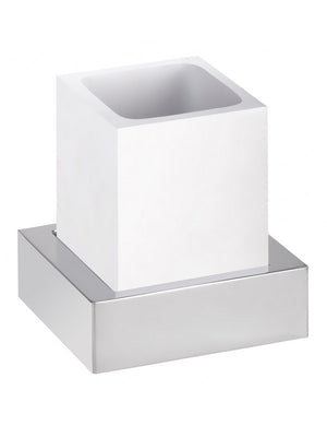 Portaspazzolino da parete GAMMA in ottone cromato bianco opaco