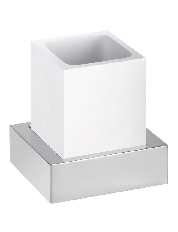 Portaspazzolino da parete GAMMA in ottone cromato bianco opaco