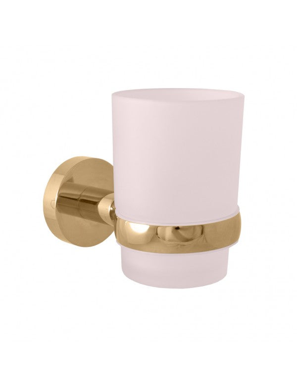 Portaspazzolino COLORADO in ottone placcato oro e vetro