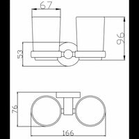 Portaspazzolino doppio COLORADO in vetro e ottone cromato