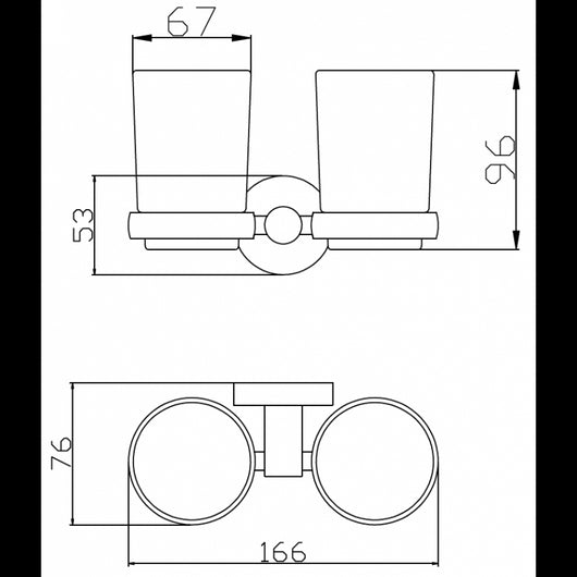 Portaspazzolino doppio COLORADO in vetro e ottone cromato