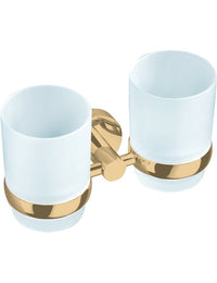 Portaspazzolino doppio COLORADO in vetro e ottone dorato