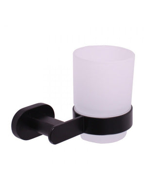 Portaspazzolino YUKON in ottone nero opaco e vetro