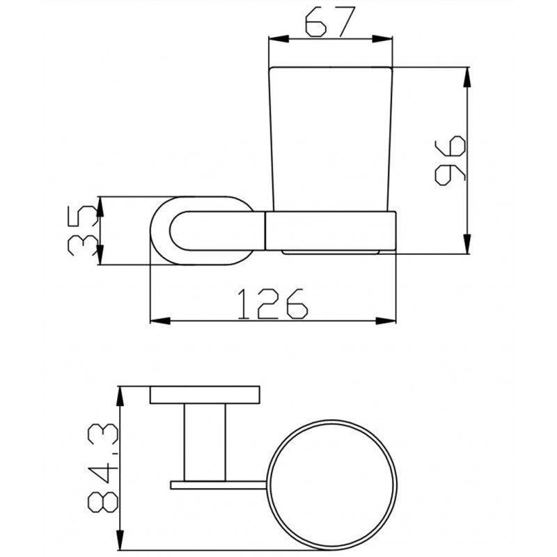 Portaspazzolino YUKON in ottone bianco, cromo e vetro