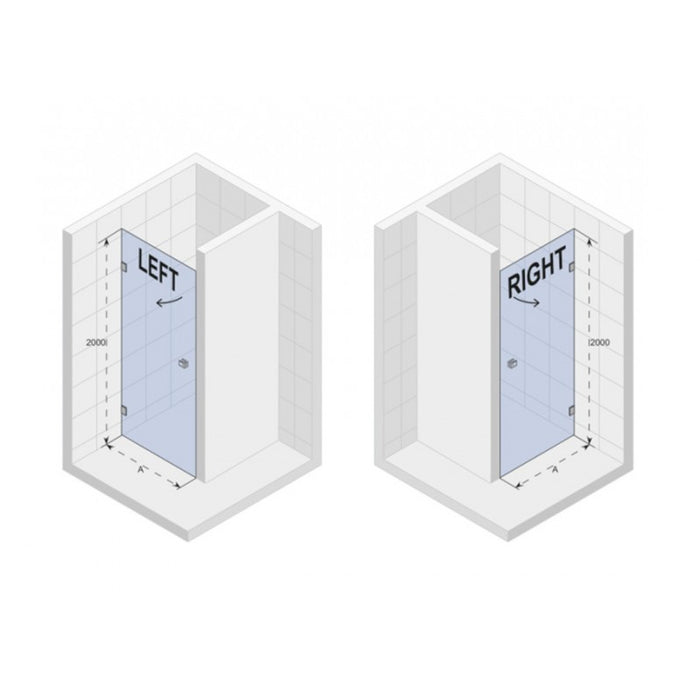 Porta doccia a battente dritta con cerniere cromate SCANDIC NXT 101 RIHO 70x200 cm