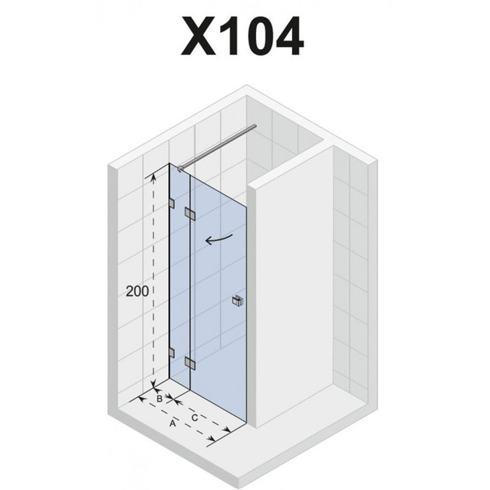 Porta doccia a battente sinistra con cerniere cromate SCANDIC NXT 104 RIHO 160x200 cm