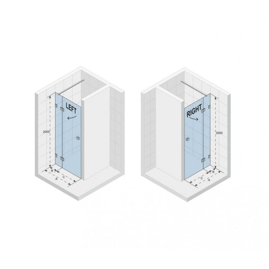 Porta doccia a battente dritta con cerniere cromate SCANDIC NXT 104 RIHO 100x200 cm