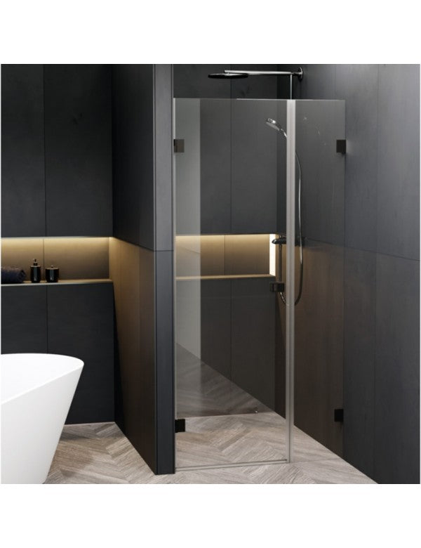 Porta doccia a battente dritta con cerniere nere SCANDIC NXT 102 RIHO 160x200 cm