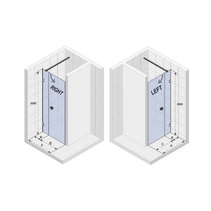 Porta doccia a battente dritta con cerniere cromate SCANDIC NXT 102 RIHO 90x200 cm