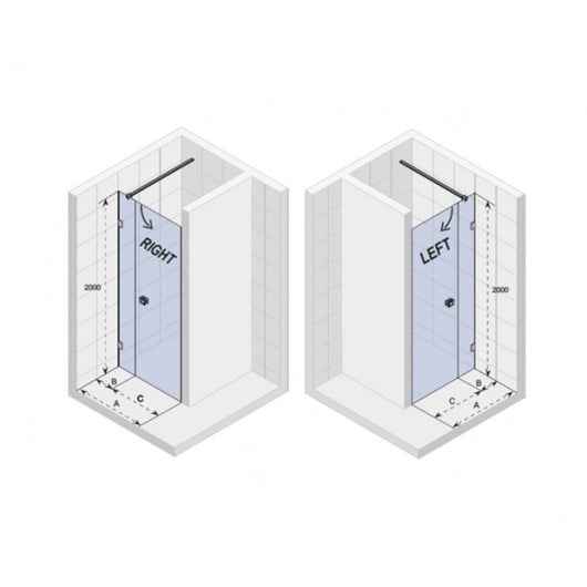 Porta doccia a battente diritta nera SCANDIC NXT 102 RIHO 100x200 cm