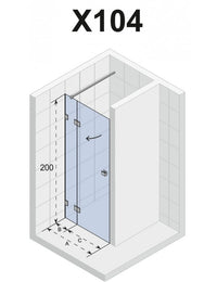 Porta doccia a battente destra nera SCANDIC NXT 104 RIHO 160x200 cm