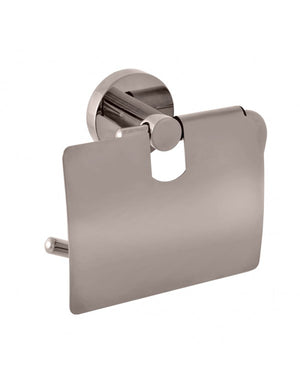 Porta carta igienica con coperchio COLORADO in metallo lucido ottone grigio 14,2 cm