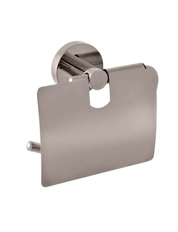Porta carta igienica con coperchio COLORADO in metallo lucido ottone grigio 14,2 cm