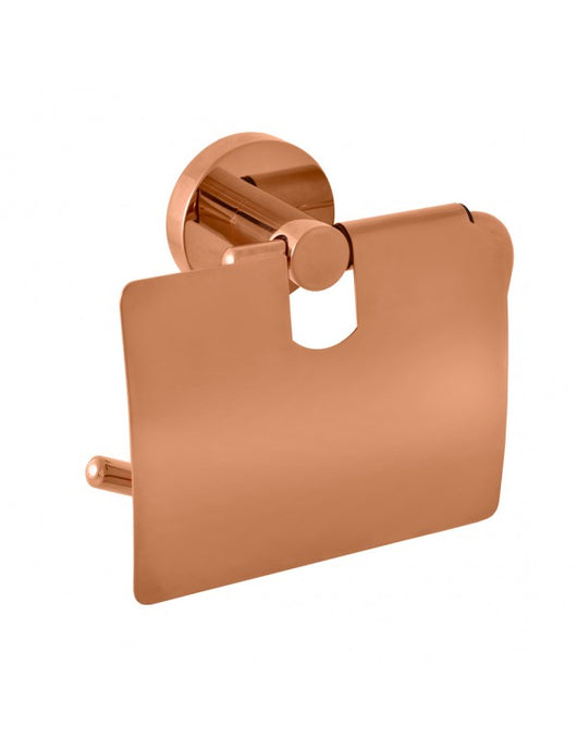 Porta carta igienica con coperchio COLORADO in ottone oro rosa spazzolato 14,2 cm