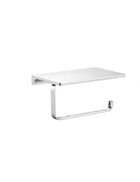 Porta carta igienica a muro con mensola NIL in ottone cromato 15,8 cm