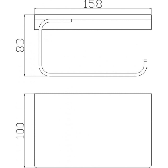 Portarotolo da parete con ripiano NIL in metallo lucido ottone grigio 15,8 cm