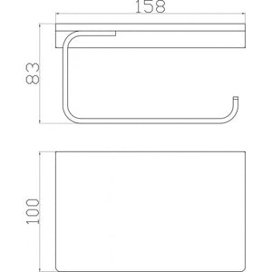 Porta carta igienica a muro con mensola NIL in ottone cromato 15,8 cm