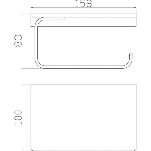 Porta carta igienica a muro con mensola NIL in ottone cromato 15,8 cm