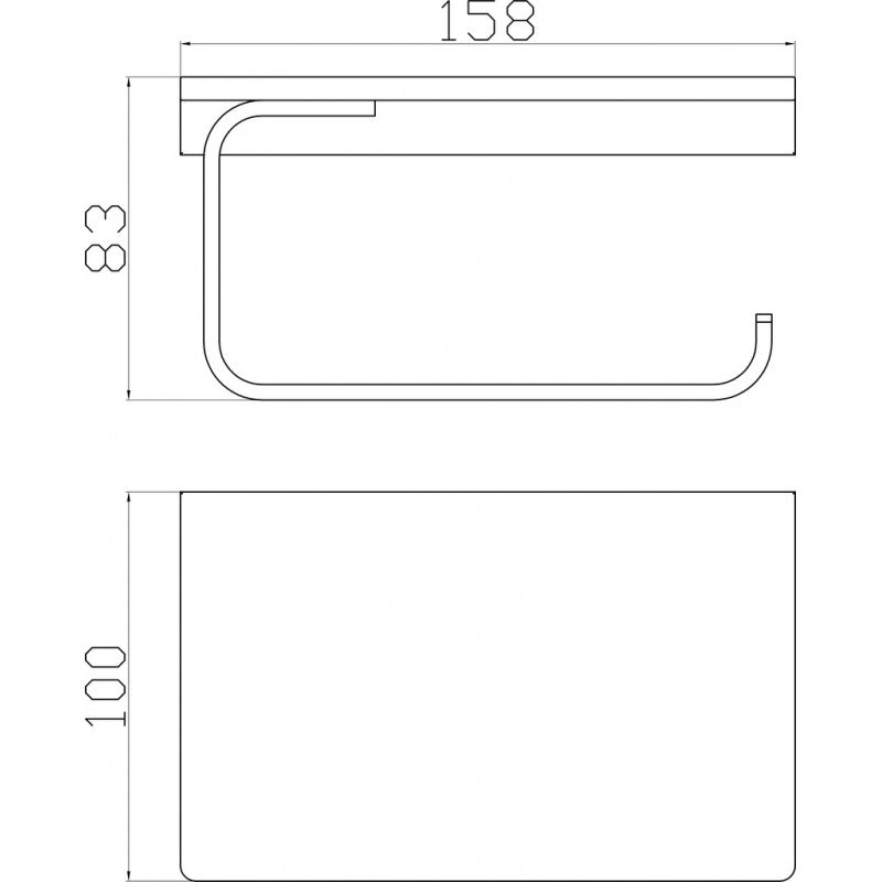 Porta carta igienica a muro con mensola NIL in ottone cromato 15,8 cm