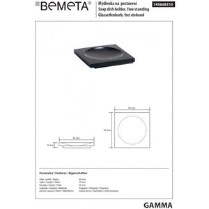 Portasapone da tavolo quadrato GAMMA in resina nera opaca 9,5 x9,5 x1,5 cm