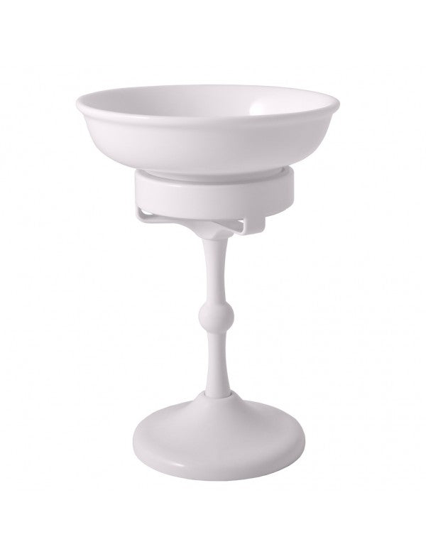 Portasapone da tavolo retrò MORAVA in ottone bianco 10,9x 15 cm