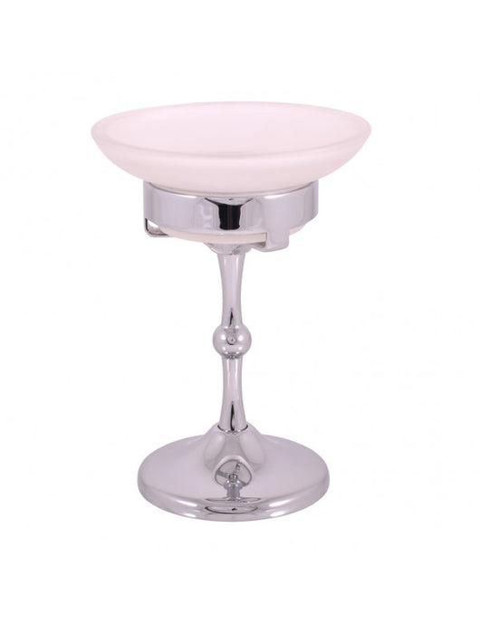 Portasapone retrò da appoggio MORAVA in ottone cromato 10,9x 15 cm