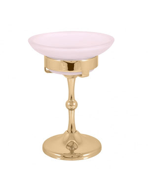 Portasapone da tavolo retrò MORAVA in ottone dorato 10,9x 15 cm