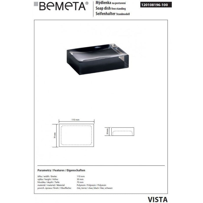VISTA Portasapone da Appoggio in Resina Nera 11 x7 x3 cm
