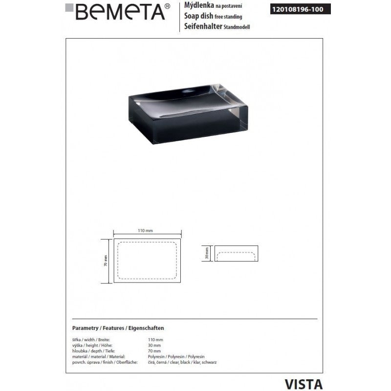 VISTA Portasapone da Appoggio in Resina Nera 11 x7 x3 cm