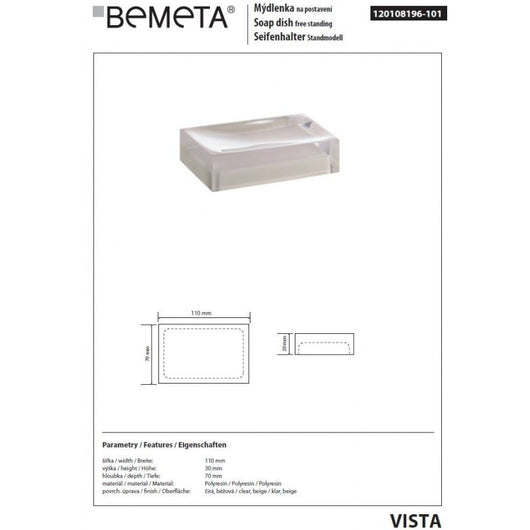 VISTA Portasapone da Tavolo in Resina Beige 11 x7 x3 cm