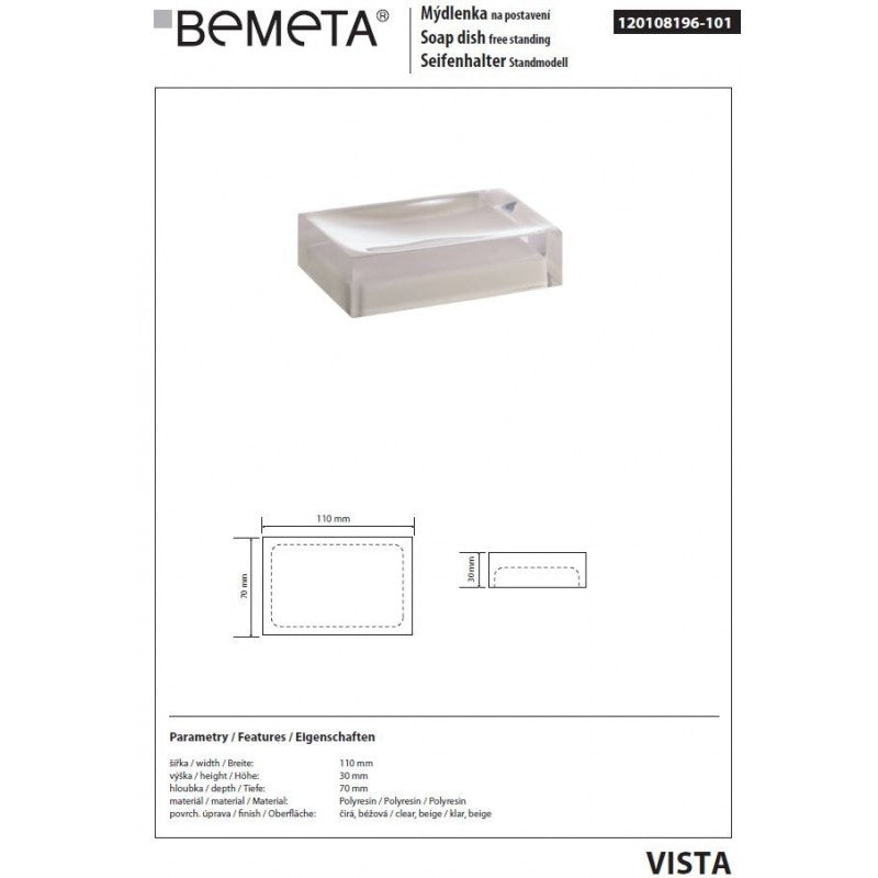 VISTA Portasapone da Tavolo in Resina Beige 11 x7 x3 cm