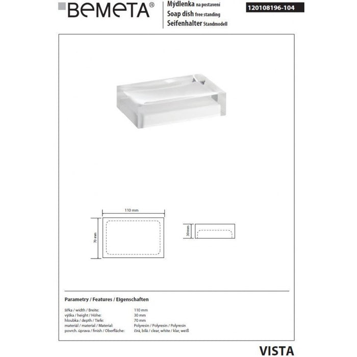 VISTA Portasapone da Tavolo in Resina Bianca 11 x7 x3 cm