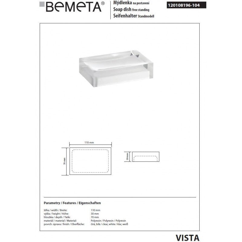VISTA Portasapone da Tavolo in Resina Bianca 11 x7 x3 cm
