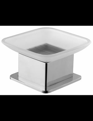 PLAZA portasapone quadrato autoportante in vetro 8x8x6 cm