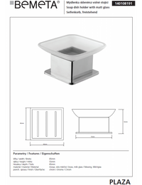 PLAZA portasapone quadrato autoportante in vetro 8x8x6 cm