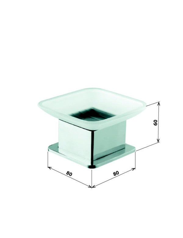 PLAZA portasapone quadrato autoportante in vetro 8x8x6 cm