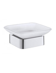 Portasapone quadrato da parete SOLO in vetro e ottone cromato 10,4 x4,5 x11 cm