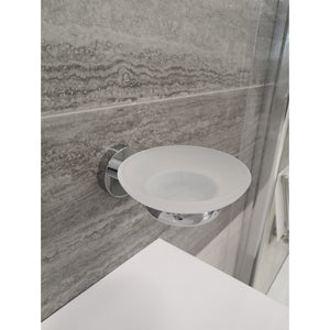 Portasapone COLORADO in vetro e ottone cromato