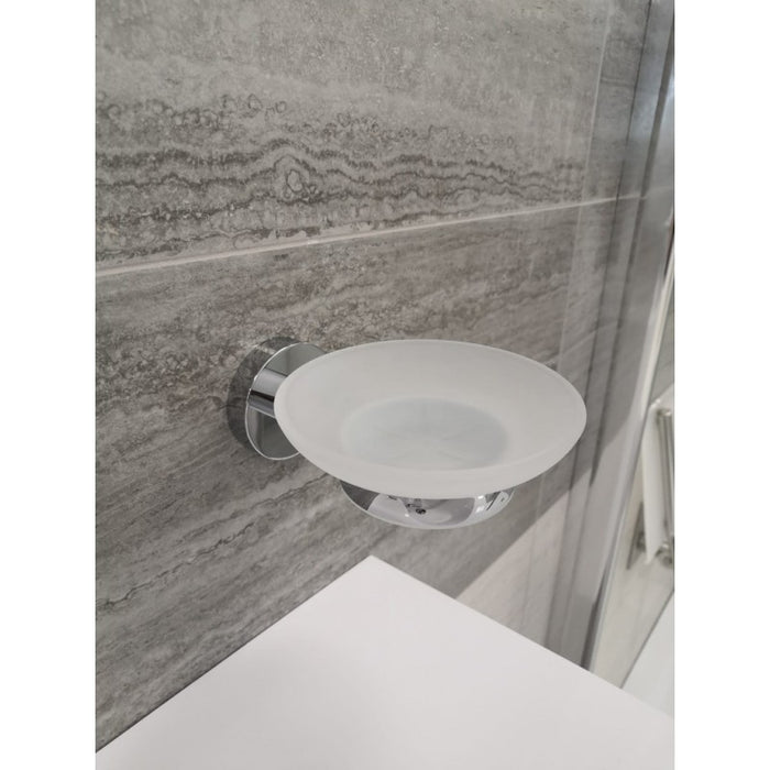 Portasapone COLORADO in vetro e ottone cromato