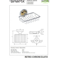 RETRO Portasapone a griglia in ottone cromato-oro 14x6,5x14,2 cm