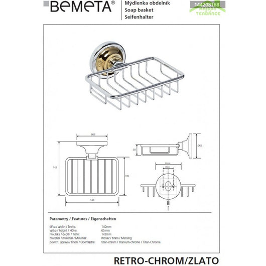 RETRO Portasapone a griglia in ottone cromato-oro 14x6,5x14,2 cm